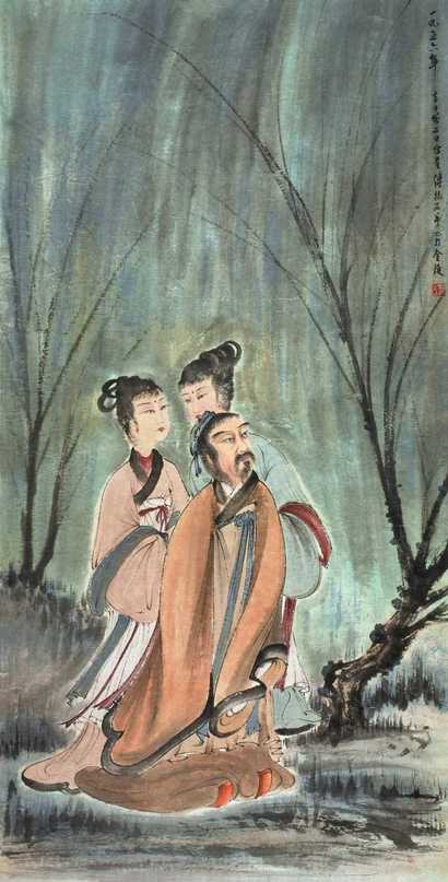 傅抱石 郊游 立轴